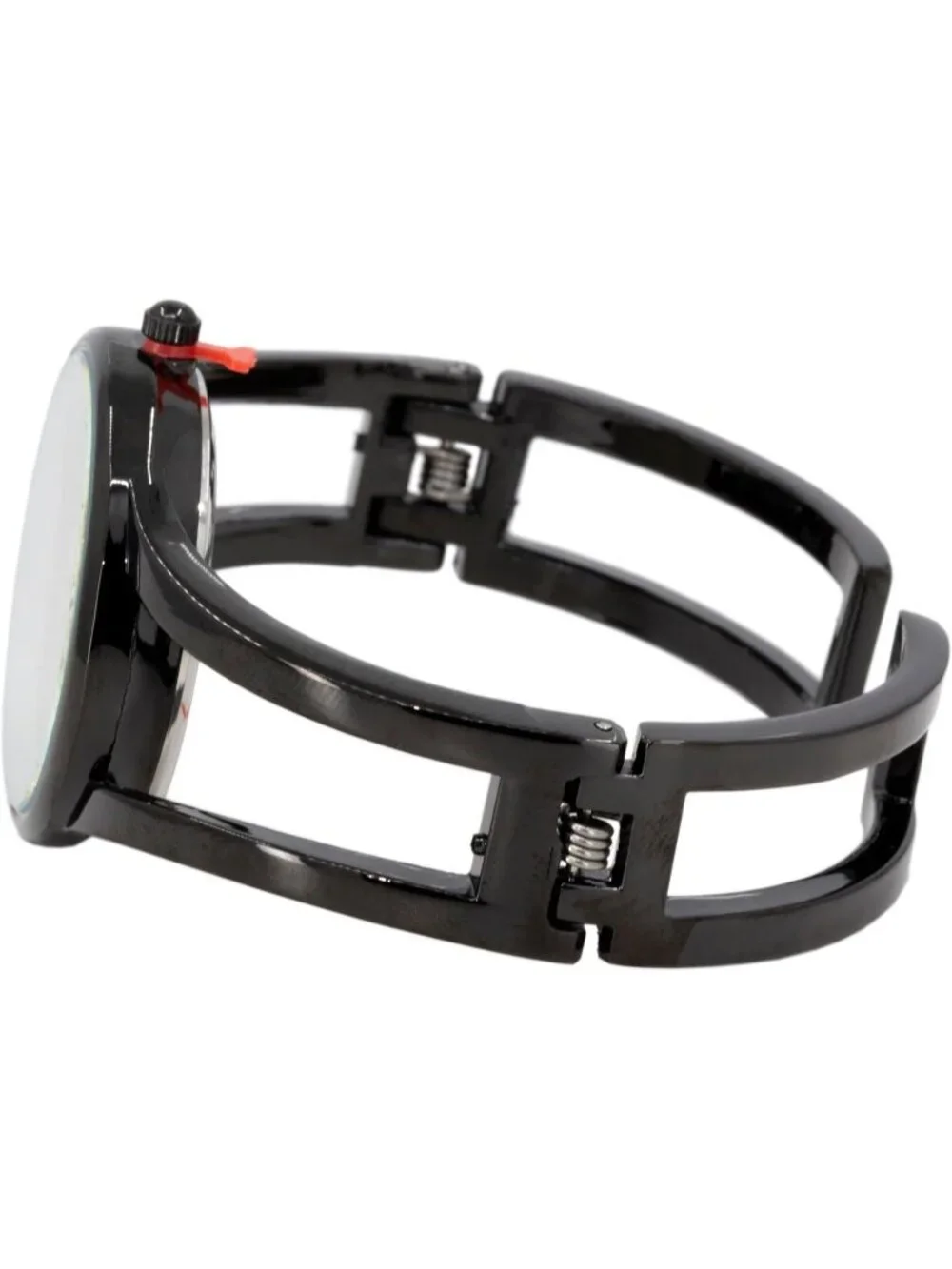 Women's Black Elegant Analog Quartz Casual Metal Cuff Bangle Design Watch